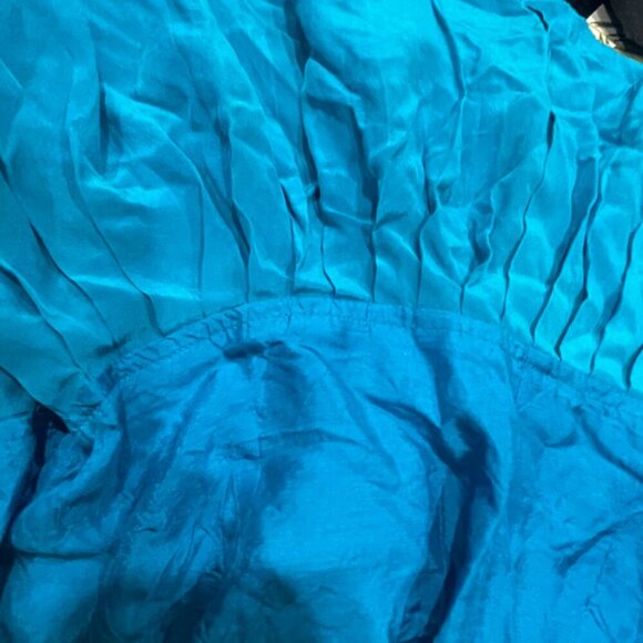 VTG CLASSY CHIC 100% SILK MIDI TIERED SKIRT TURQUOSE 8 GLOSSY SOPHISTICATED - Picture 7 of 16